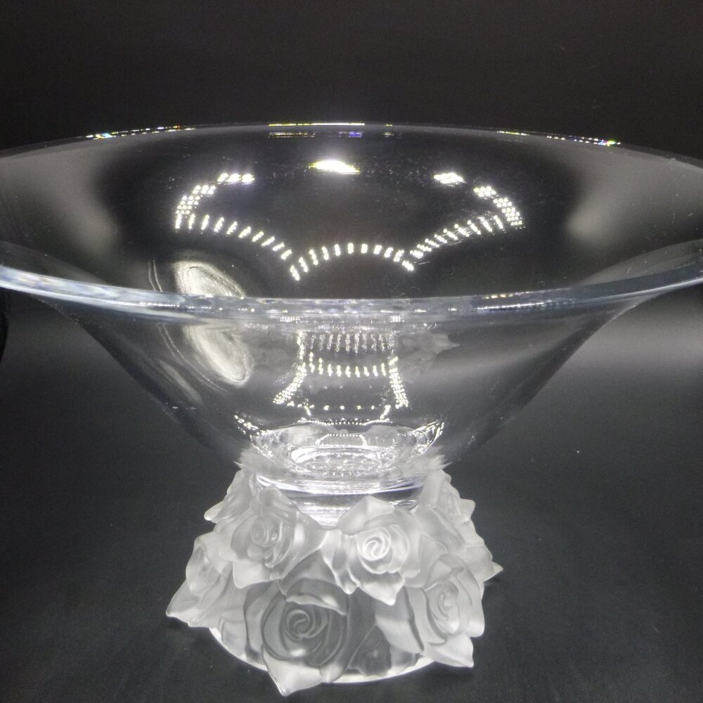 Large Crystal bowl with frosted rose base